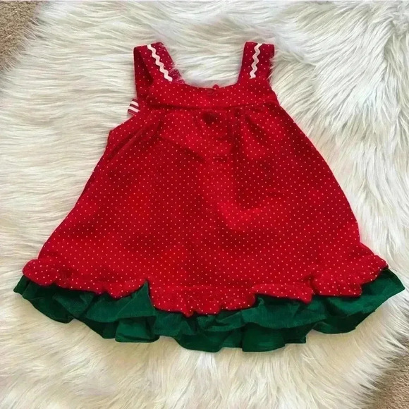 Vintage Rare Too! 12 Mos Holiday Corduroy Candy Cane Jumper Dress - Picture 6 of 6